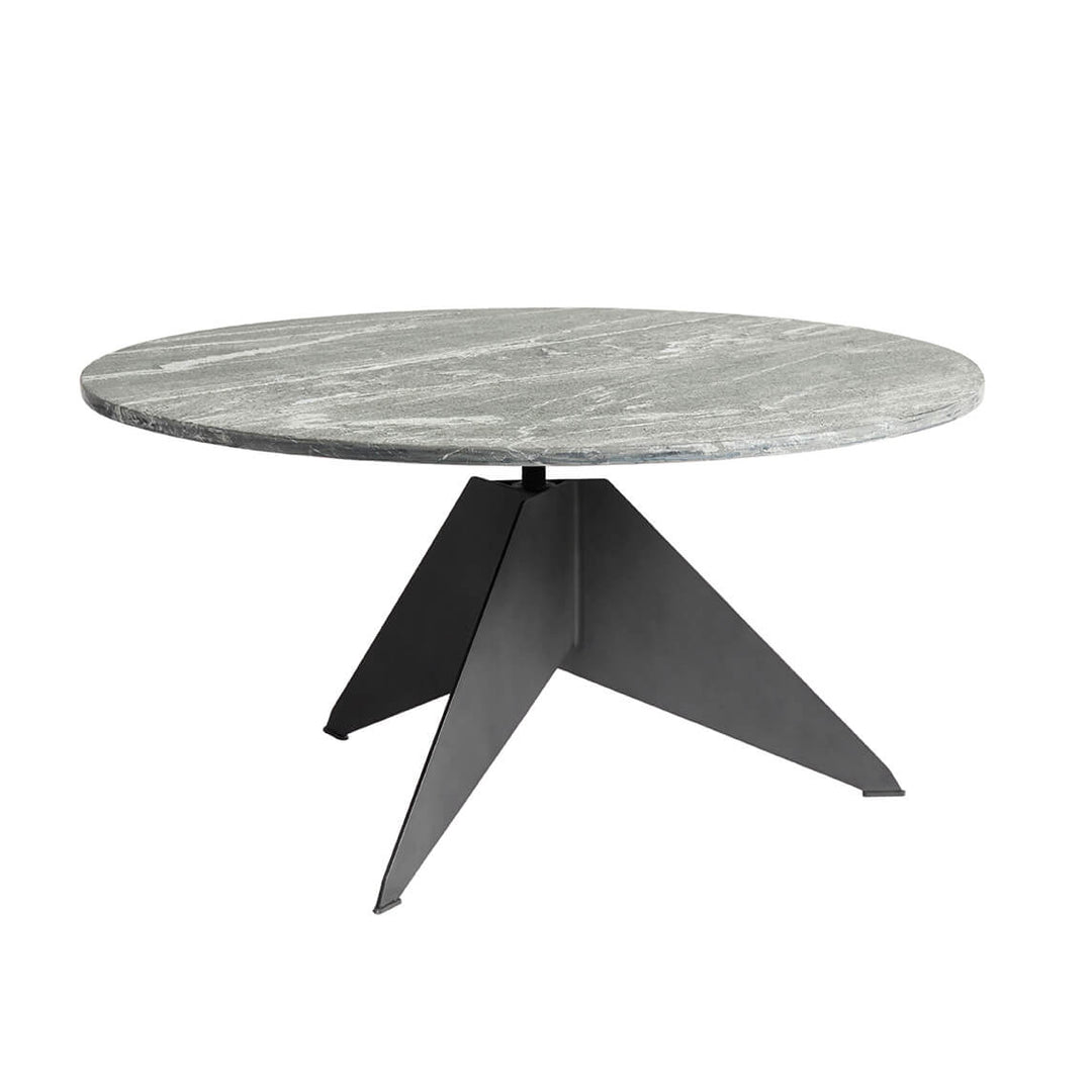 Muubs Sofabord Sway - Sort - Jern/Blå marine sten natur - H: 45 Ø: 90 cm - DesignGaragen.dk.