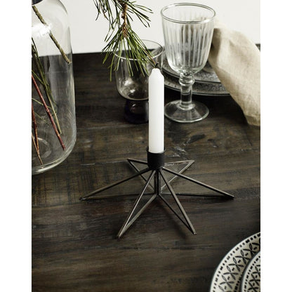 Nordal - Lysestage i jern og glas – stjerne – ø21 cm – sort - Nordal - DesignGaragen.dk