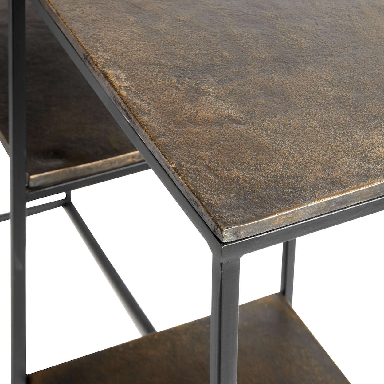 Muubs Konsol bord Hitch - Antique brass/black - Iron frame w/ alu top - W: 30 H: 90 L: 110 cm - DesignGaragen.dk.