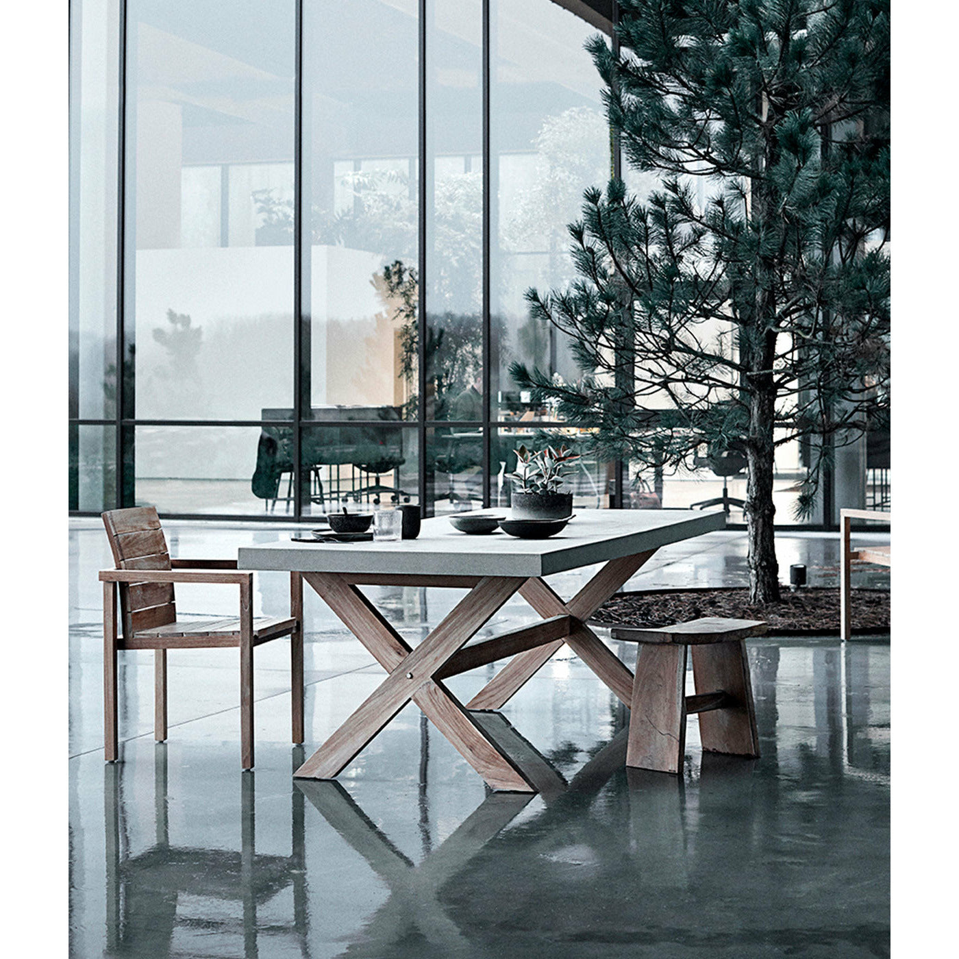 Muubs Spisebord North 200 - Grey - Rockstone - W: 100 H: 74 L: 200 cm - DesignGaragen.dk.