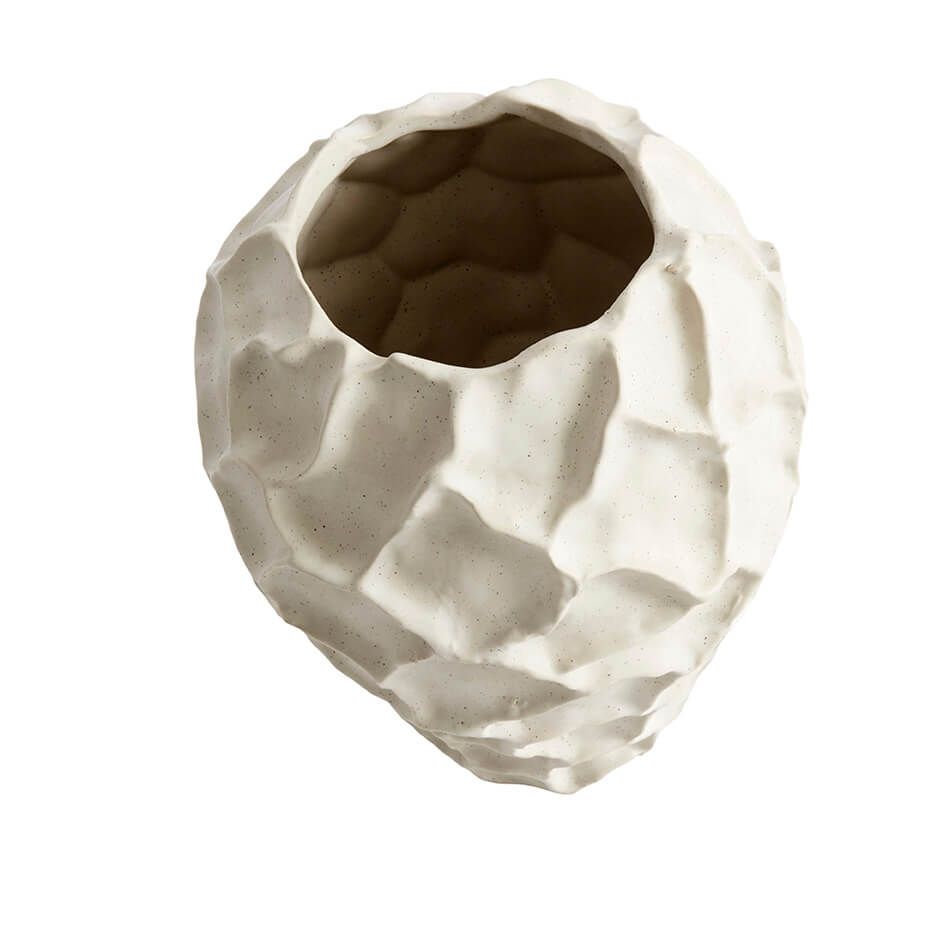 Vase jord - vanilj - keramik - H: 21,5 Ø: 18 cm