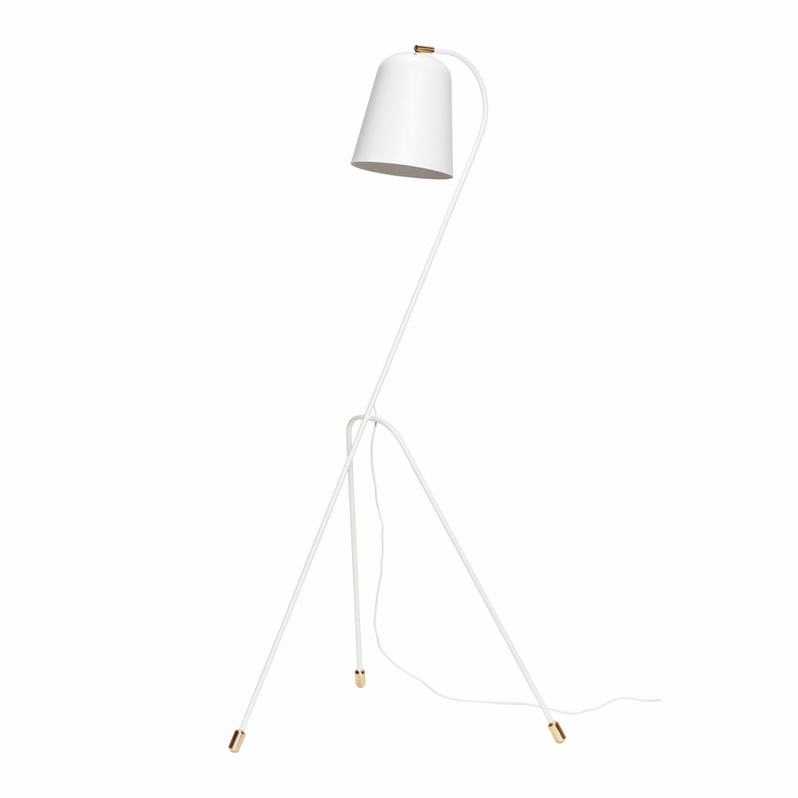 Hübsch Gulvlampe, metal, hvid/messing - 55xh156cm, E27/15W - DesignGaragen.dk.