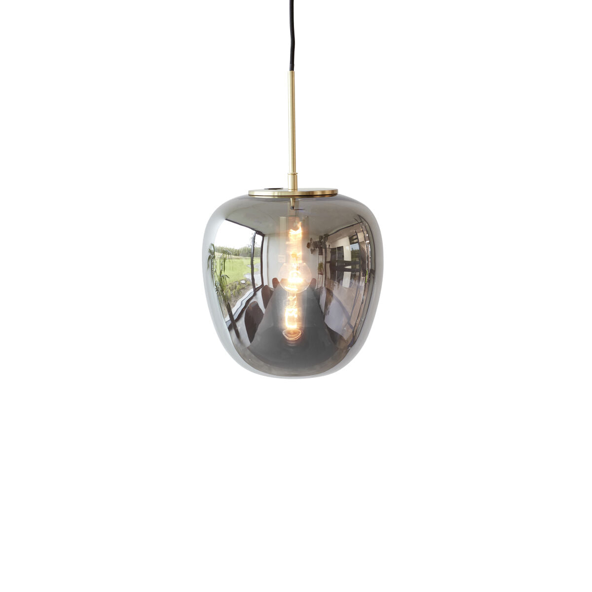 Hübsch - lampa, glas, spegel/mässing - Ø30xH36cm, E27
