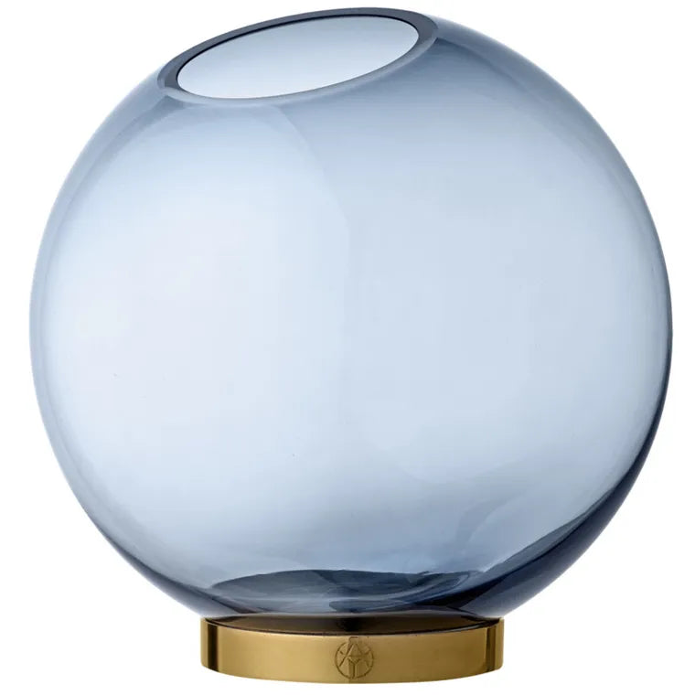 Aytm Globe Round Glass Vase Navy/Gold Small