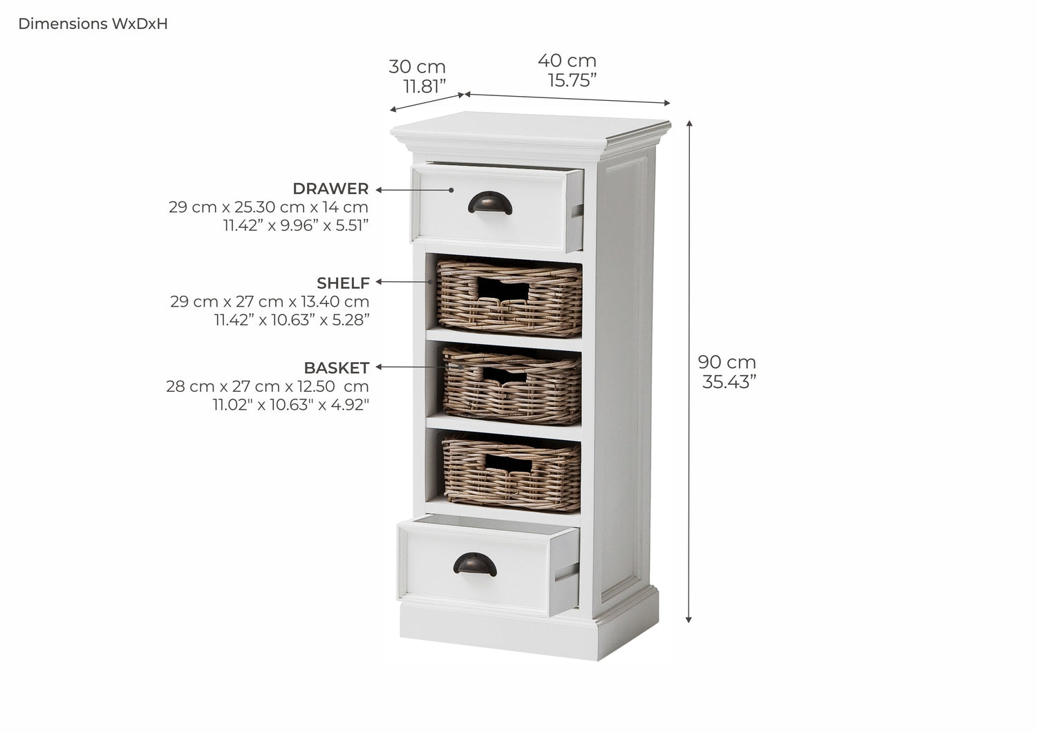 Halifax Høj Kommode med 2 skuffer og 3 kurveskuffer - NovaSolo - DesignGaragen.dk