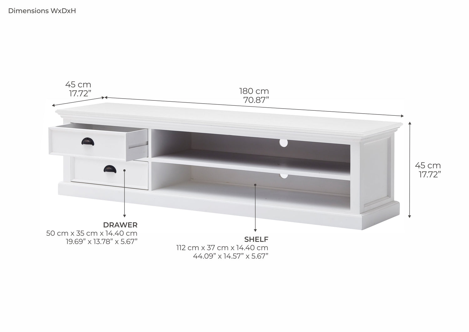 Halifax TV -bord med 2 lådor 180,00 cm