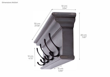 Halifax Knagerække Farve 4 Kroge Grå Brun - NovaSolo - DesignGaragen.dk