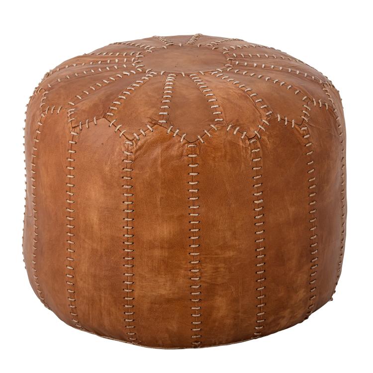 Bloomingville - Coby puff, fotpall, sittdyna, getskinn B60xH35 cm