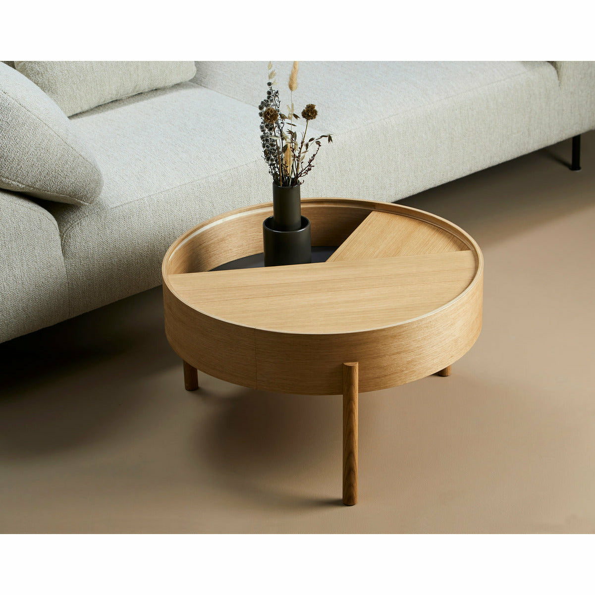 Woud - båg soffbord (66 cm) - oljad ek