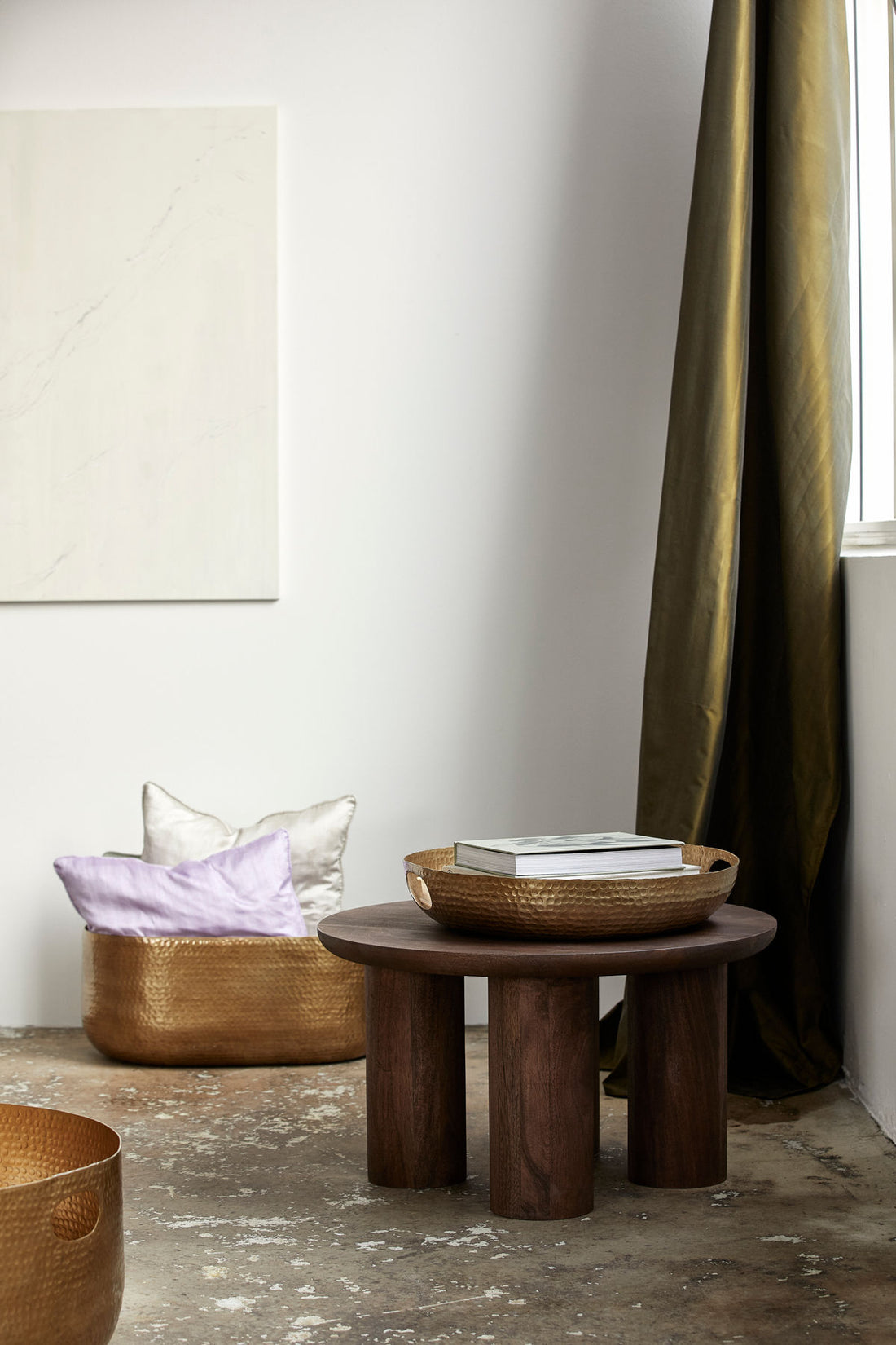 Laika Basket in Aluminium - Medium - L60 cm - Guldfinish