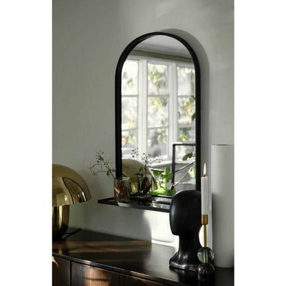 Nordal PIROL spegel i järn med glashylla - 77x46 cm - svart