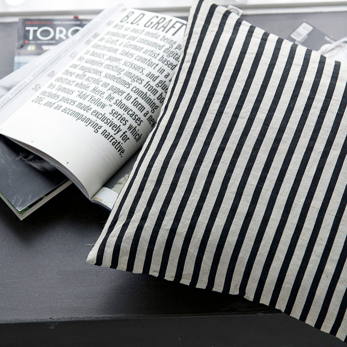 House Doctor Pad Covers, Stripe, Black/Gray-L: 50 CM, W: 50 CM
