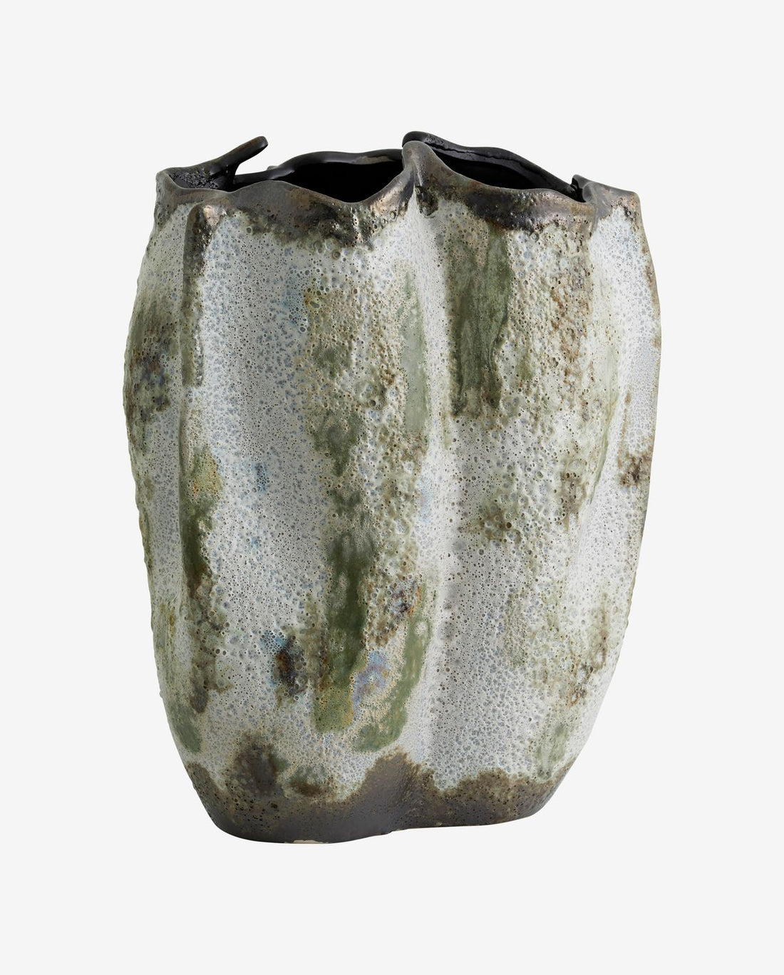 Henry Vase i keramik H35 cm - brun/vit/grön