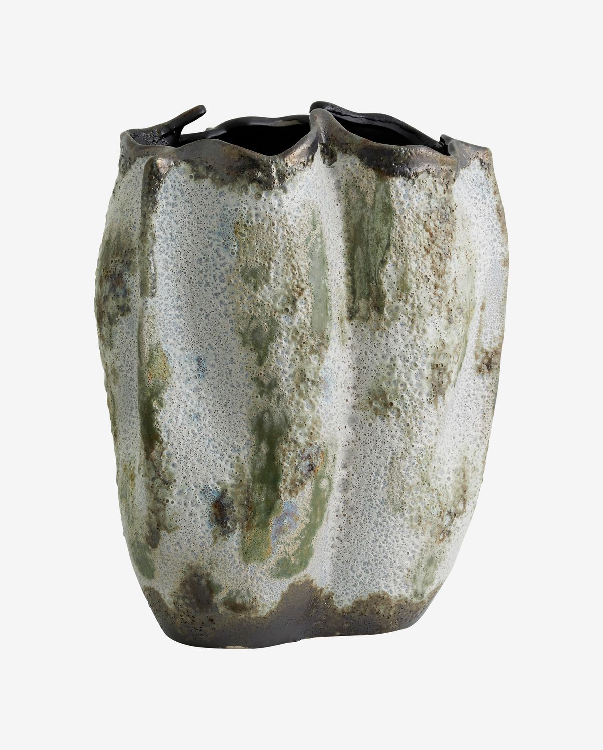 Henry Vase i keramik H35 cm - brun/vit/grön