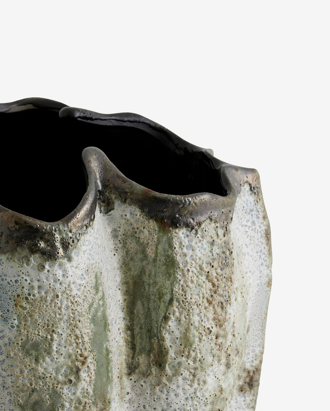 Henry Vase i keramik H35 cm - brun/vit/grön