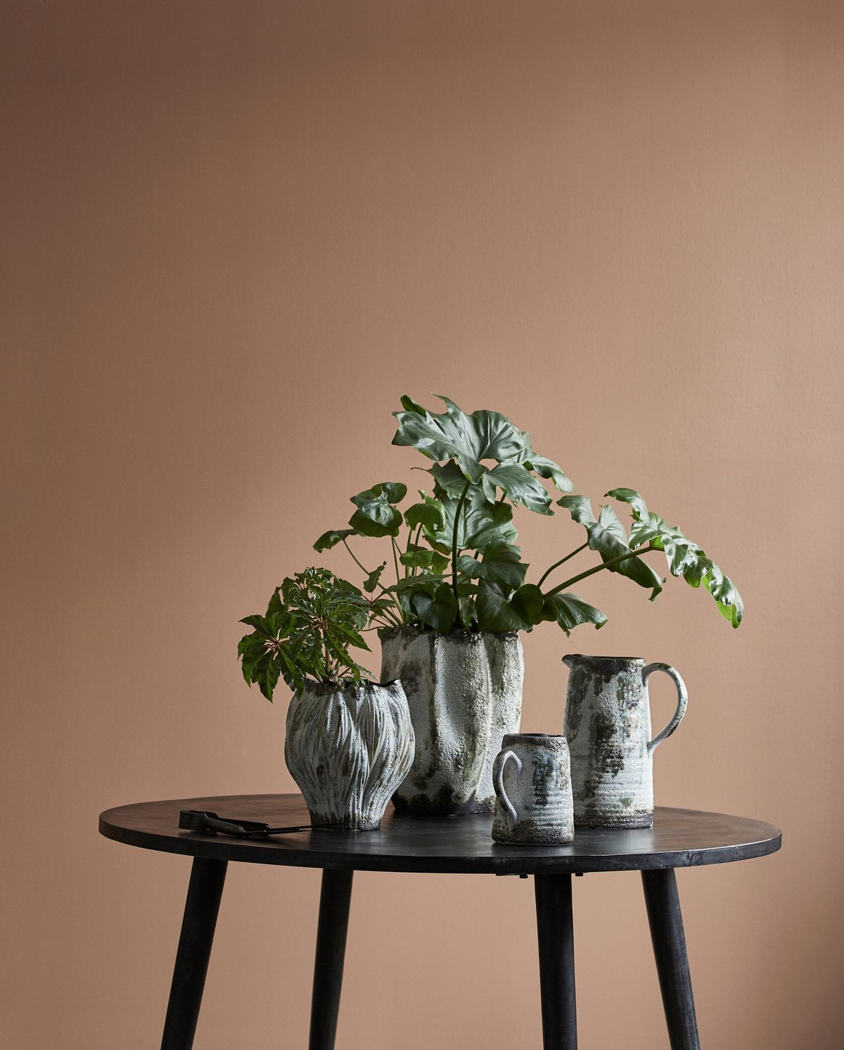 Henry Vase i keramik H35 cm - brun/vit/grön