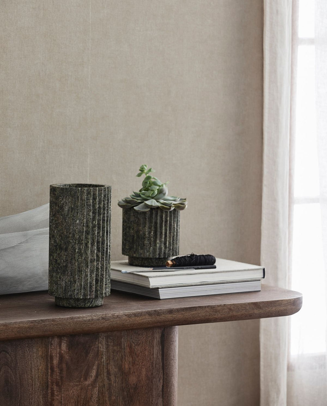 Loon Herbal Pot - Grön marmor