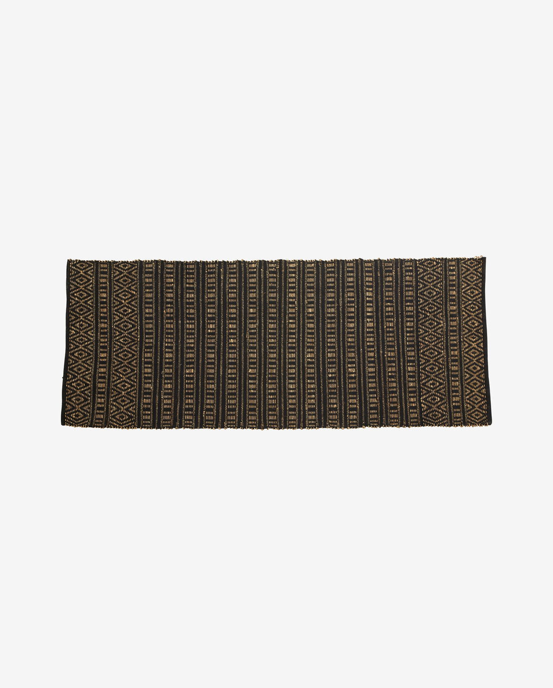 Farah -filt i bomull och sjögräs 250x100 cm - svart/natur