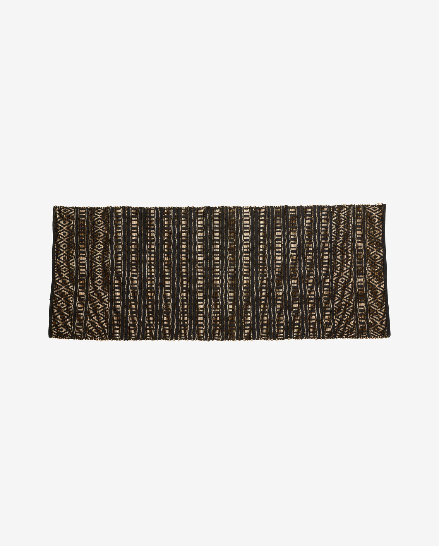 Farah -filt i bomull och sjögräs 250x100 cm - svart/natur