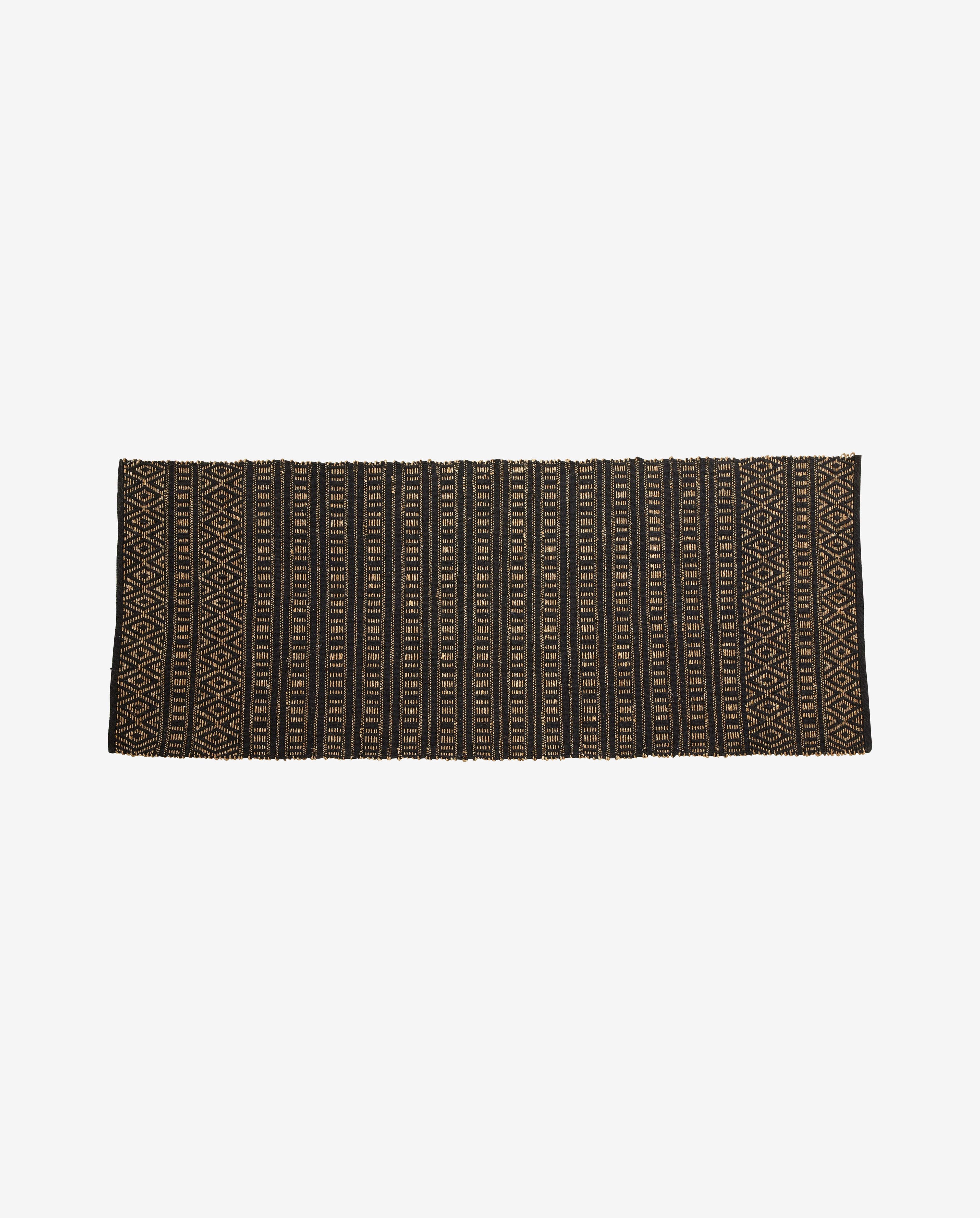 Farah -filt i bomull och sjögräs 250x100 cm - svart/natur