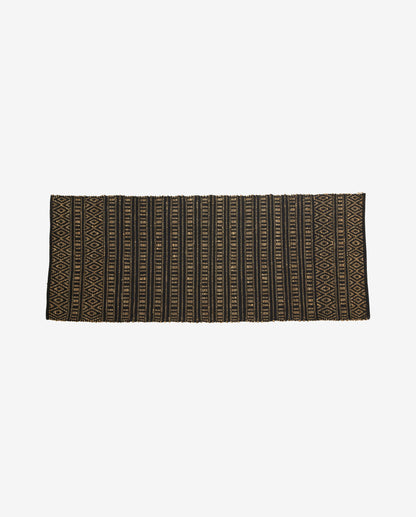 Farah -filt i bomull och sjögräs 250x100 cm - svart/natur