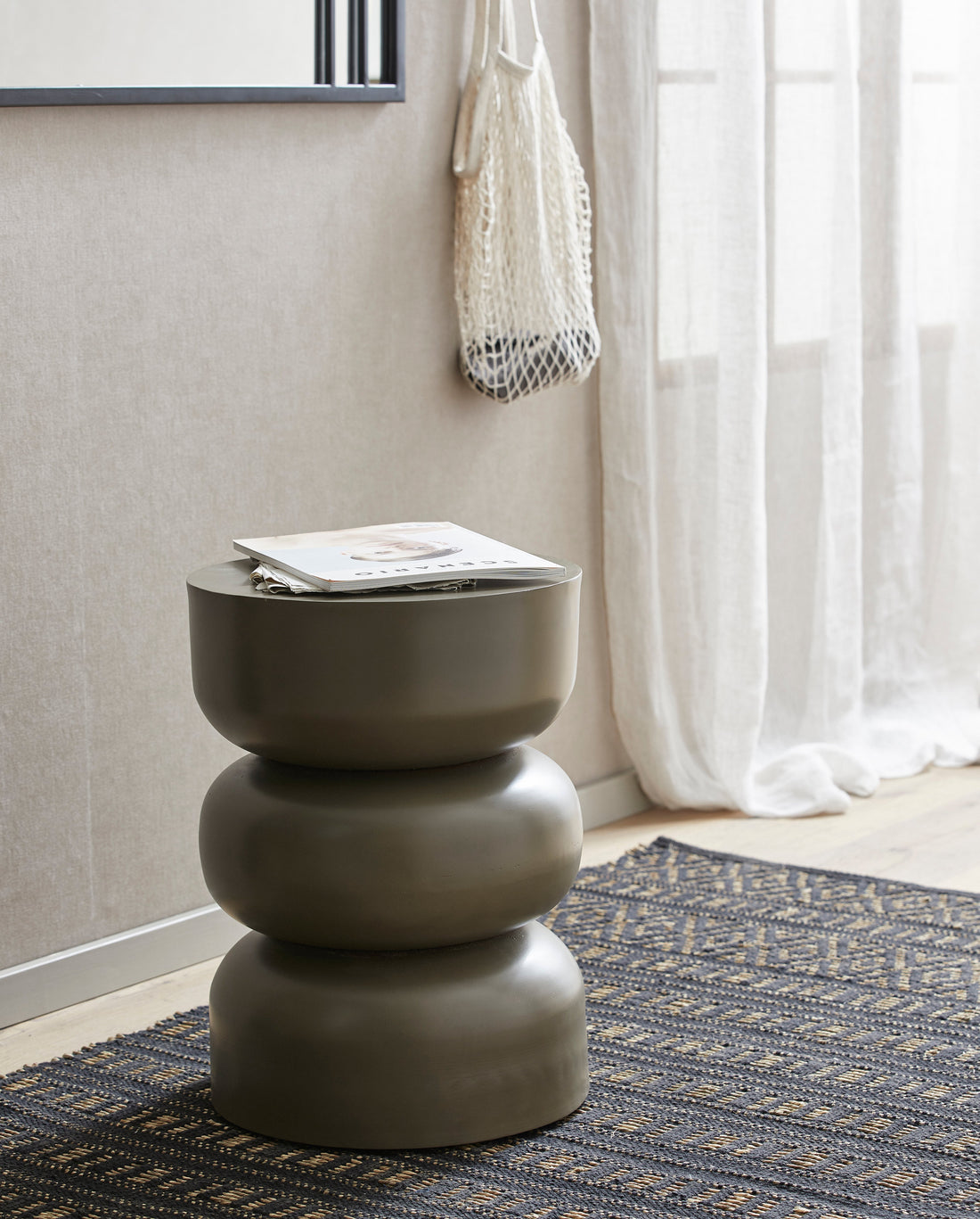 Farah -filt i bomull och sjögräs 250x100 cm - svart/natur