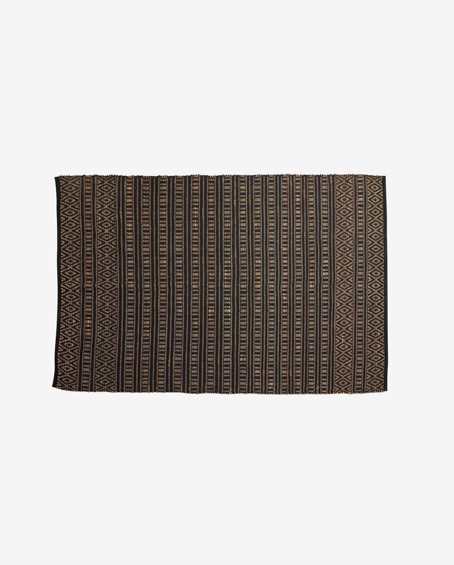 Farah -filt i bomull och sjögräs 240x160 cm - svart/natur