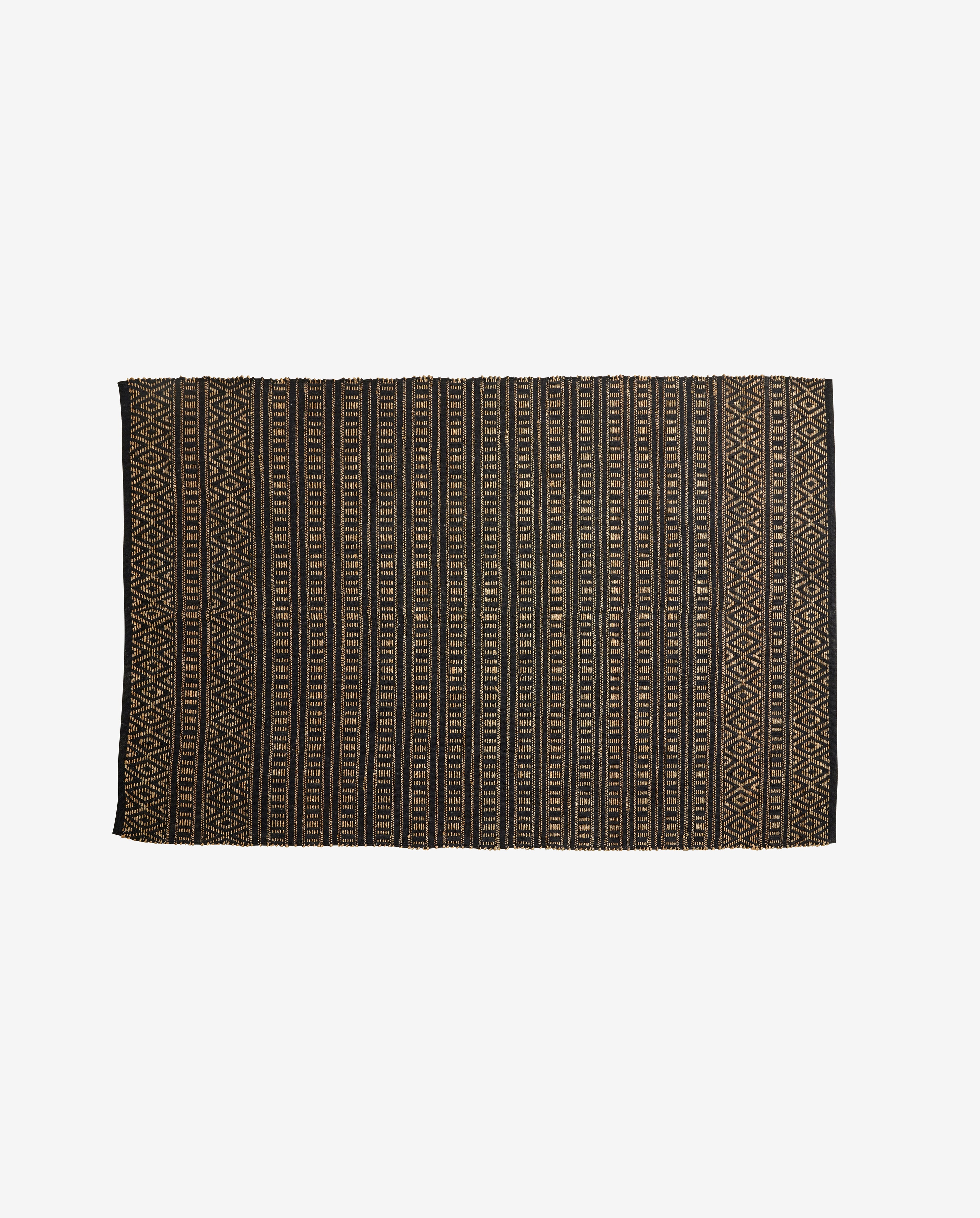 Farah -filt i bomull och sjögräs 240x160 cm - svart/natur