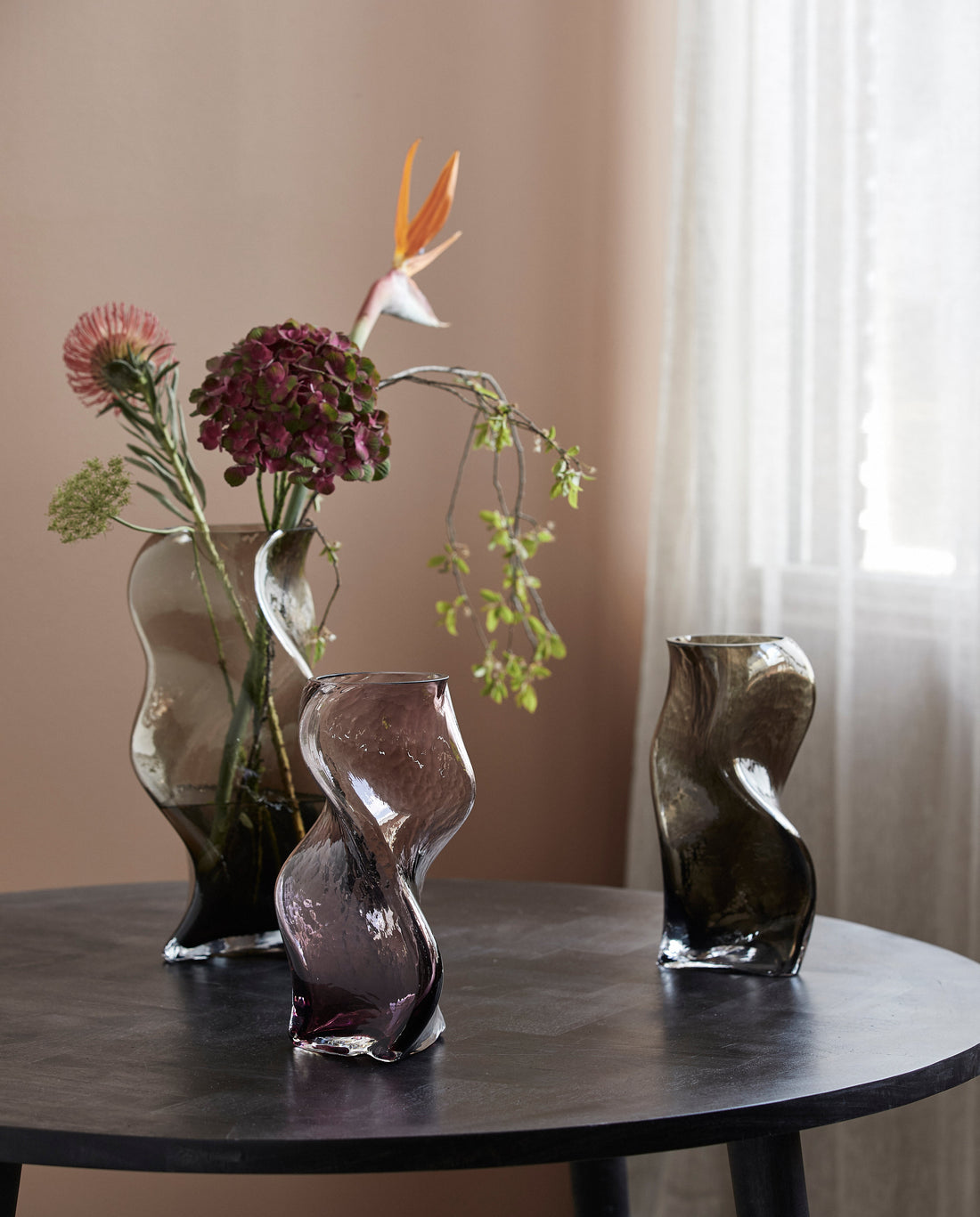 Sable Vase i glas H30 cm - lila