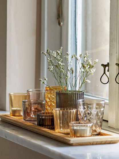 Bloomingville Sanga Bakke m/Fyrfadsstage, Brun, Glas - Bloomingville - DesignGaragen.dk