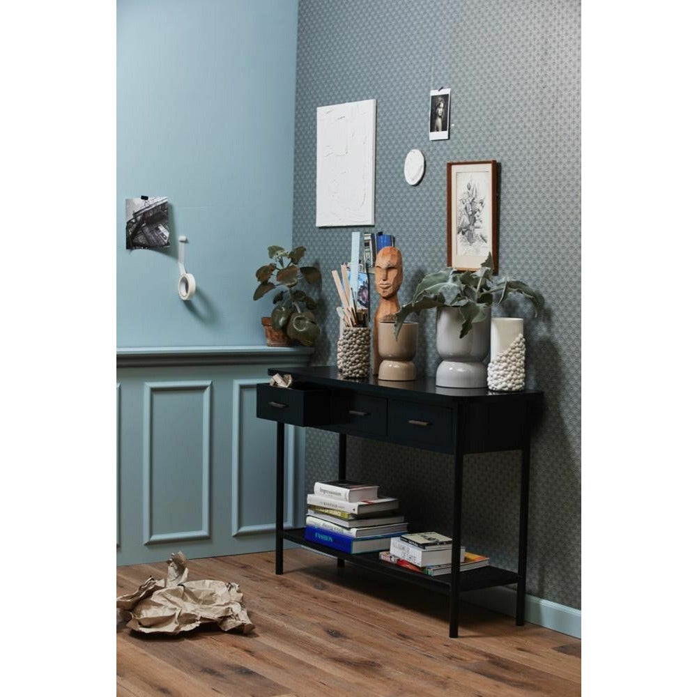 Nordal Arda Console Table i trä med 3 lådor - 120x40 - svart