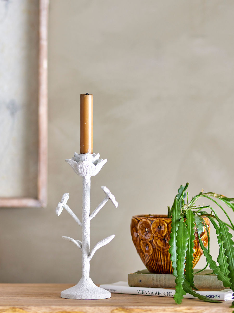 Creative Collection Ranin Candlestick, White, Iron