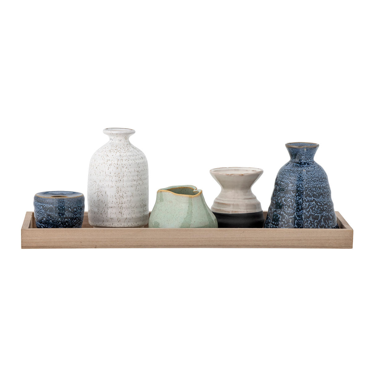 Bloomingville Longo Tray w/Pine -Dust, Blue, Stoneware