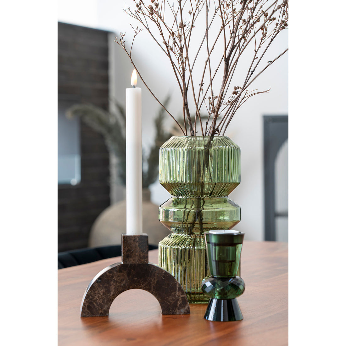 Ljusstake - ljusstake i marmor, brun, 15x3,5x11 cm - 1 - datorer