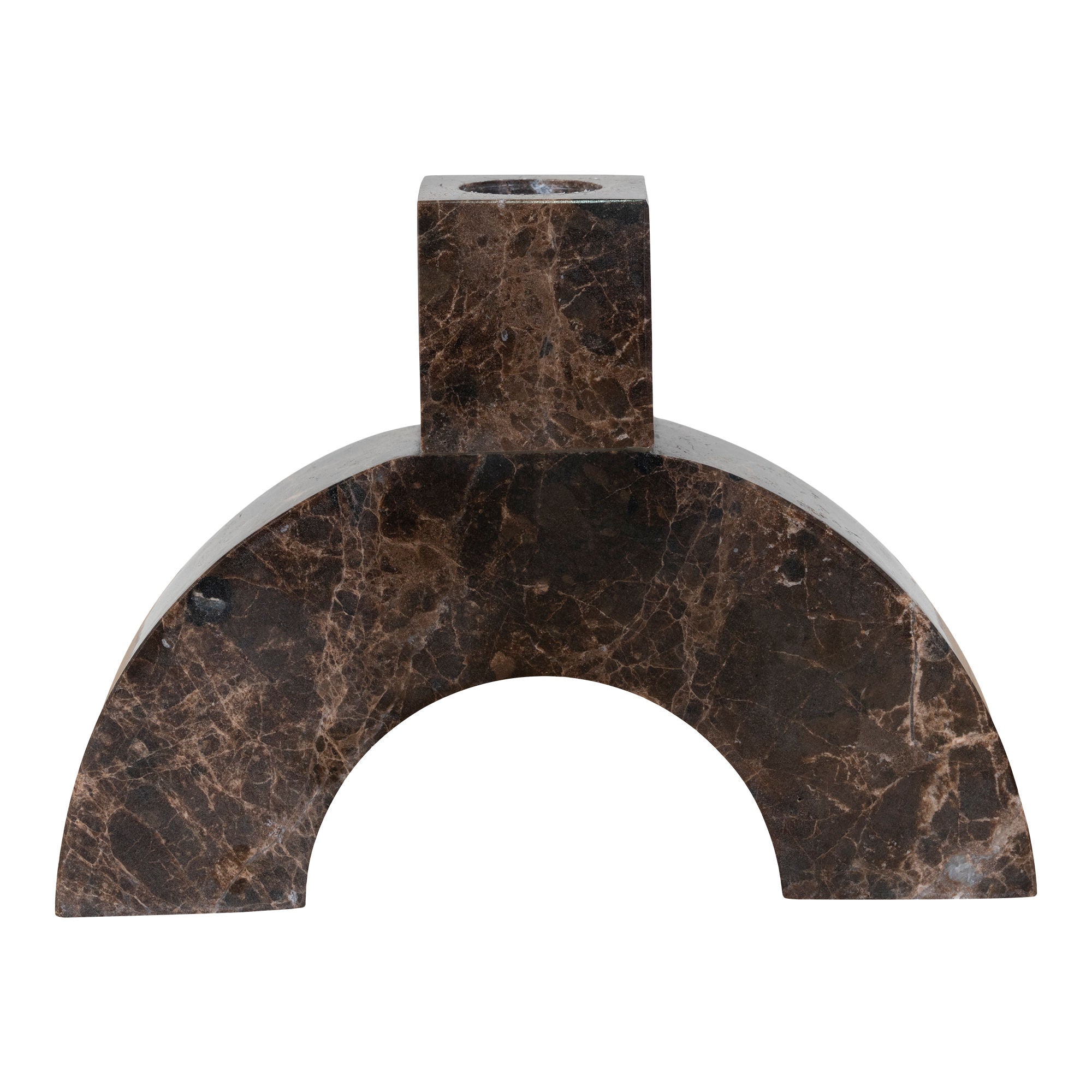 Ljusstake - Ljusstake i marmor, brun, 15x3,5x11 cm