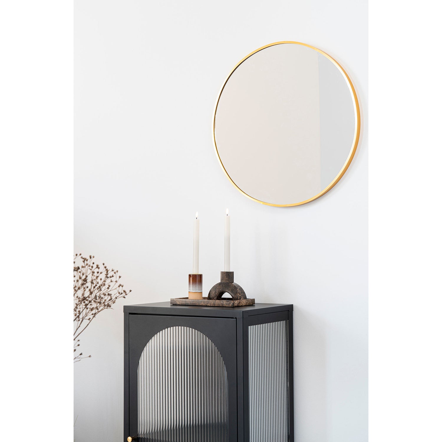 Ljusstake - Ljusstake i marmor, brun, 15x3,5x11 cm