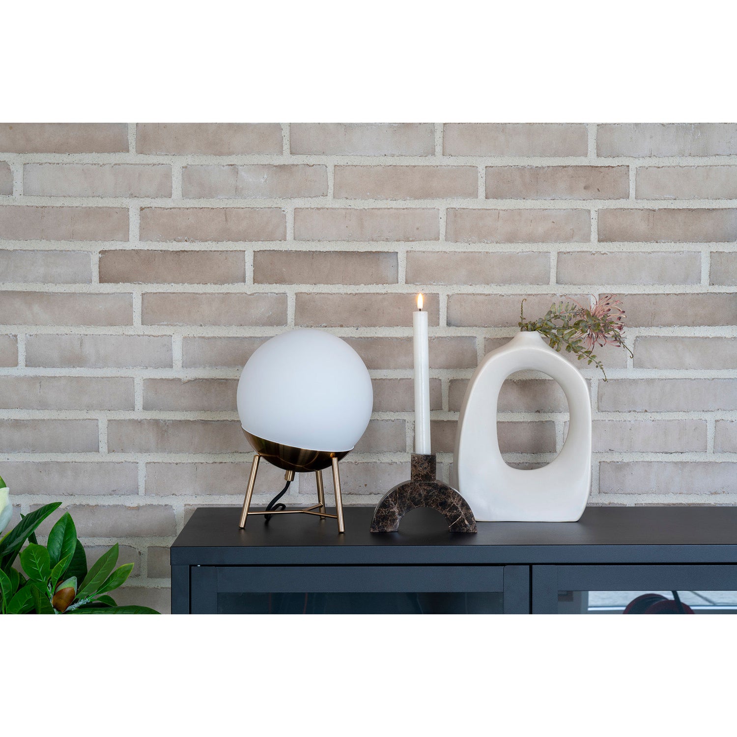 Ljusstake - Ljusstake i marmor, brun, 15x3,5x11 cm