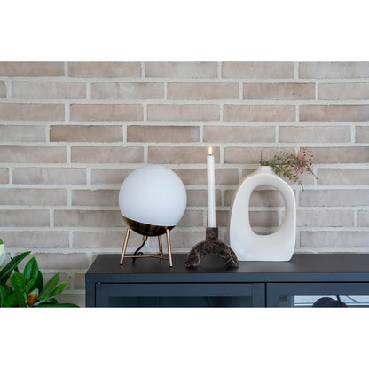 Ljusstake - Ljusstake i marmor, brun, 15x3,5x11 cm