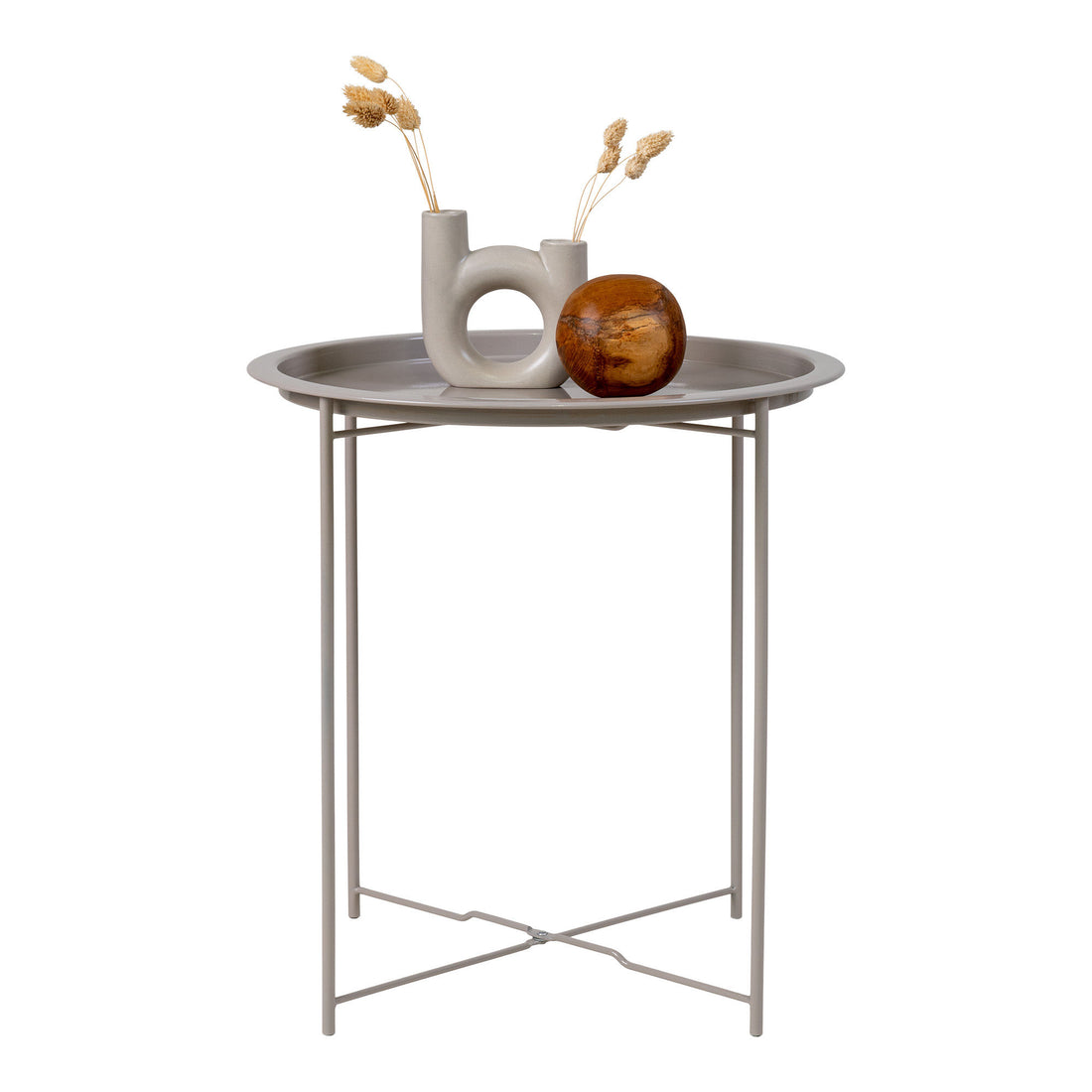 Bastia Corner Table - Corner Table i Beige -Gray Powder Coated Steel Ø47x50 CM - 1 - PCS
