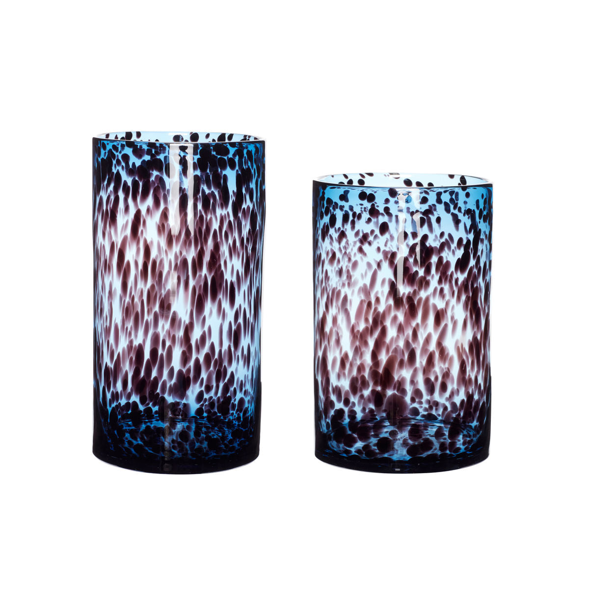 Hübsch leo vaser cylinder svart/blå (uppsättning av 2)