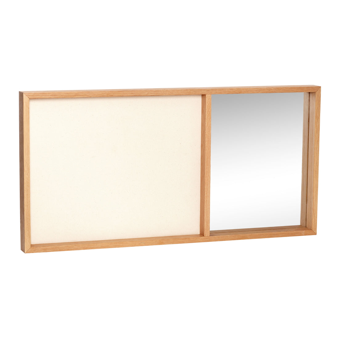 Hübsch - Termination Board w/Mirror, Canvas/Glass/Oak, FSC, Beige/Nature - 80x5xH40CM