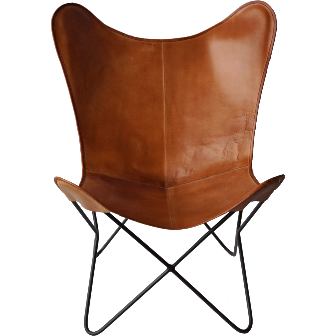 Trademark Living Bohemian lounge stol i tungt läder - brun