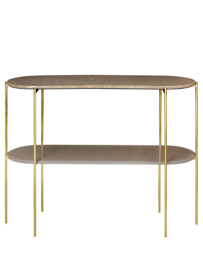 Mysig Living Laura Console Marbletable - Toffee Brown med mässingsbas