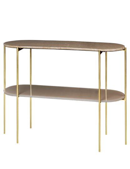 Mysig Living Laura Console Marbletable - Toffee Brown med mässingsbas