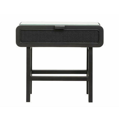 Nordal MERGE konsolbord i teak med glas - 90x35 - svart