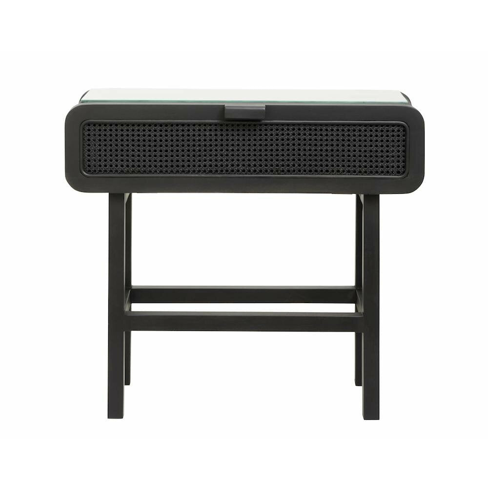 Nordal MERGE konsolbord i teak med glas - 90x35 - svart