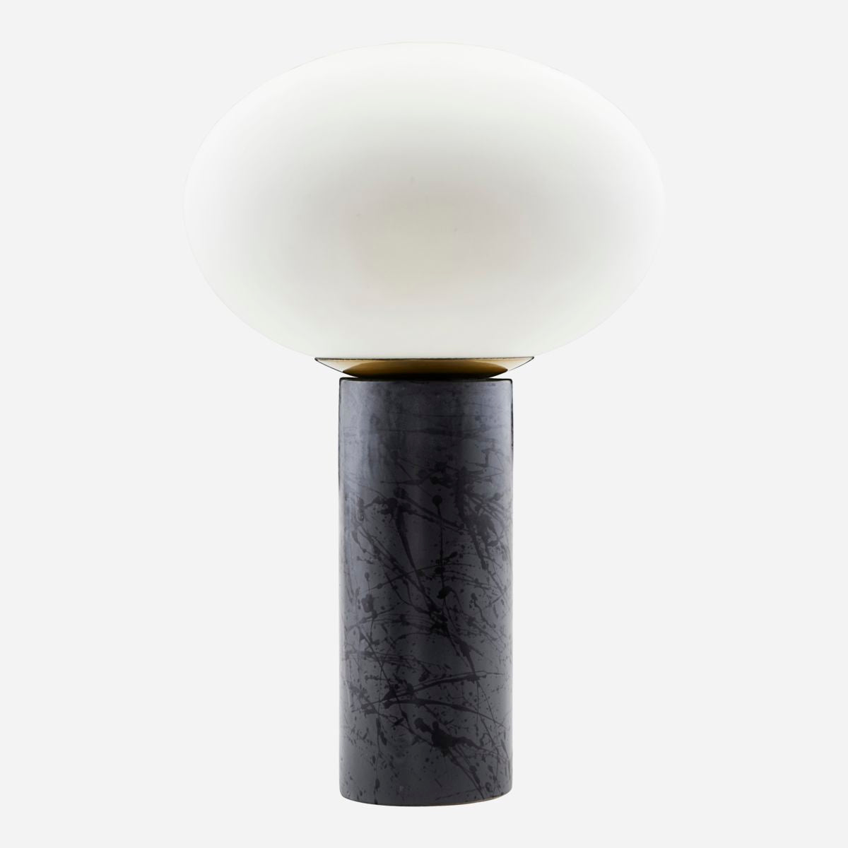 House Doctor Table Lamp, Opal, White/Black-H: 45 cm, DIA: 30 CM