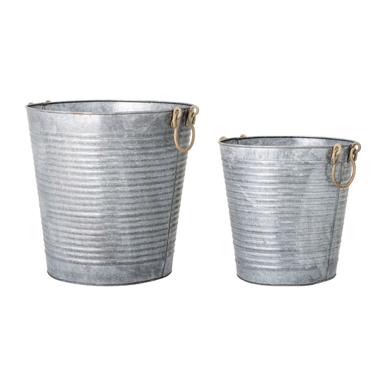 Evar Urtepotteskjuler, Grå, Metal - D40xH40/D50xH50 cm, Set of 2 - BLOOMINGVILLE - DesignGaragen.dk