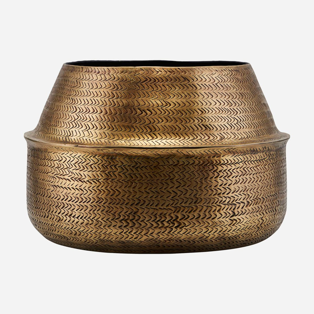 House Doctor-Urtepotte, Rattan, Messing Finish-H: 26 cm, DIA: 36 cm