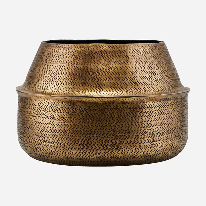 House Doctor-Urtepotte, Rattan, Messing Finish-H: 26 cm, DIA: 36 cm